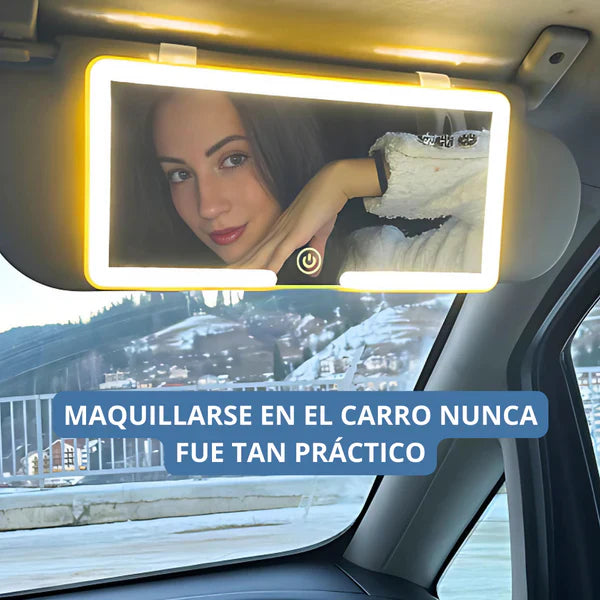 ESPEJO CON PANTALLA/LUZ LED PARA CARRO